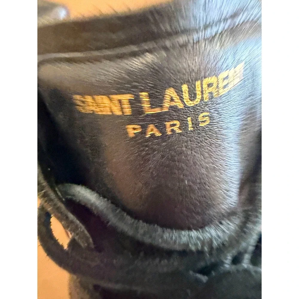 Saint Laurent Hedi Slimane SL-18 High-Top Leather Sneakers Black Mens Size 39 EU